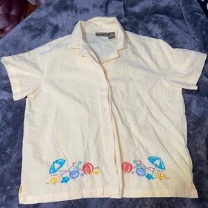 Vintage Jane Ashley Yellow Embroidered Top